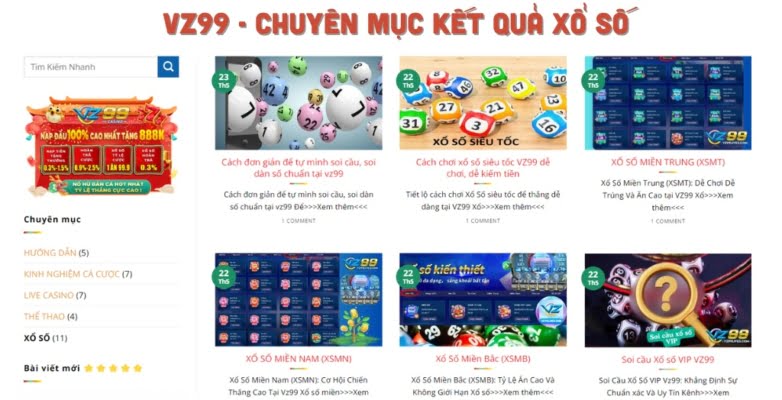 Vz99 - Chuyên mục Kết quả xổ số